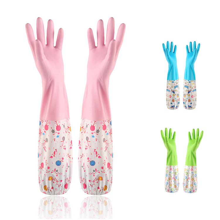 Nieuwe Collectie Anti-allergische Rubberen Handschoenen Met Lange Mouwen voor Wassen en Schoonmaken PVC Washandschoenen Latex Keukenhandschoen