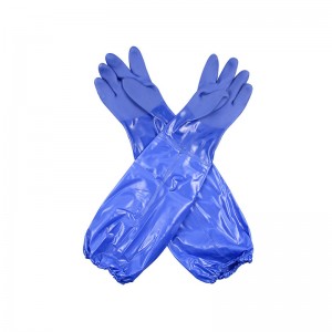 Sarung Tangan Kerja PVC Tahan Kimia untuk Industri Minyak & Gas, Industri Otomotif, Industri Pengecatan, Heavy Duty Cotton Lined Blue