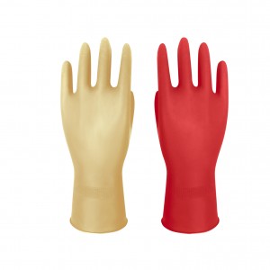 Latex Household Rolled Cuff Gloves ingwanti qosra tal-gomma għal Tindif ingwanti tal-ħasil tal-platti