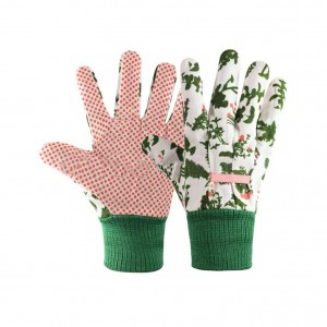 Vidin'ny Pvc Dotted Cotton Fabric Fabric Working Gardening Gloves Ho an'ny Vehivavy