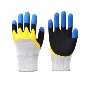 Kwalità Għolja Sit ta 'Kostruzzjoni b'żewġ kuluri Reżistenti għall-ilbies Li ma jiżolqux Dipped Safety Work Glove