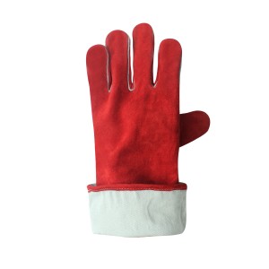 Svářečské rukavice z červené hovězí kůže Pracovní rukavice štípaná kůže