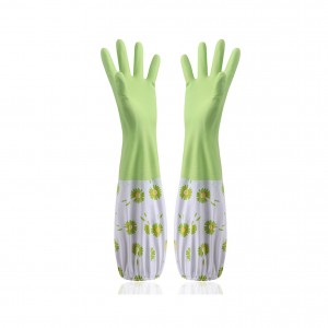 Extra lange, doppellagige, warme Gummi-PVC-Handschuhe für die Küchenreinigung
