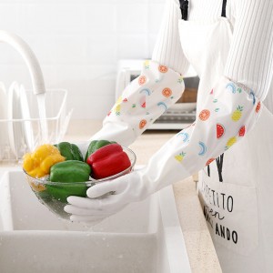 Прочные длинные рукава зимние утепленные теплые кухонные перчатки для мытья посуды бытовые перчатки из ПВХ