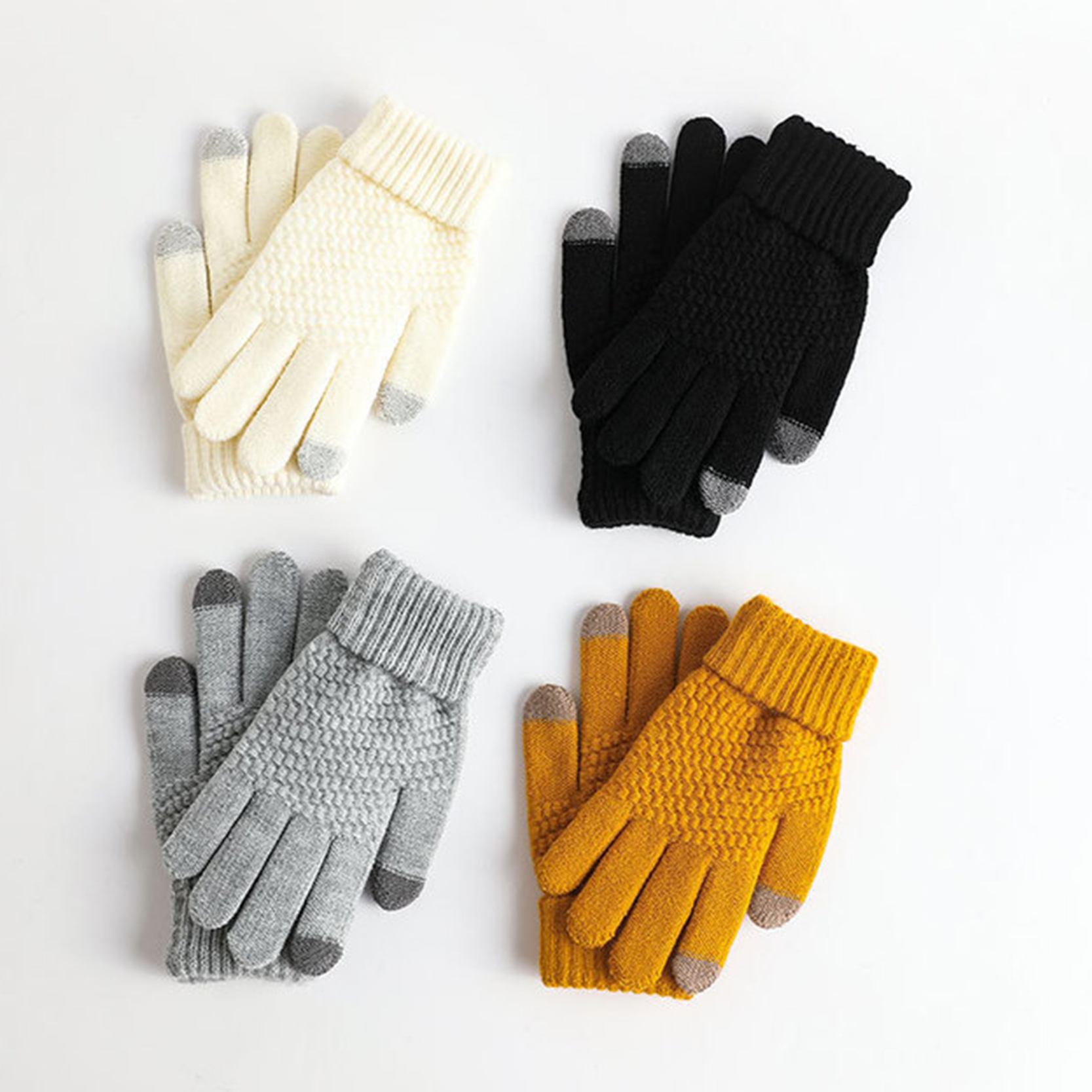 Zimní kouzelné rukavice 2021 Dotyková obrazovka Ženy Muži Teplé strečové pletené vlněné rukavice Akrylové rukavice