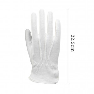 ขายส่งผ้าฝ้ายสีขาวยืดหยุ่นข้อมือมารยาทคำสั่งถุงมือผู้ชายถุงมือตรวจสอบเครื่องประดับ