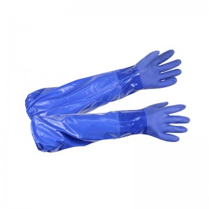 Γάντια εργασίας PVC ανθεκτικά σε χημικές ουσίες για βιομηχανία πετρελαίου και φυσικού αερίου, αυτοκινητοβιομηχανία, βιομηχανία βαφής, βαρέως τύπου βαμβακερή επένδυση μπλε