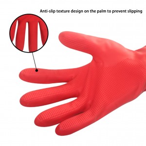 Latex Household Rolled Cuff Handschoenen koarte rubberen wanten foar Cleaning dishwashing wanten