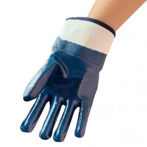 Mabigat na Fully Coated Nitrile Gloves Mga Safety Work Gloves