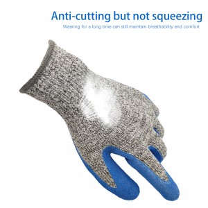 I-13 Gauge Cut-Resistant HPPE Lining Crinkle Latex Palm Safety Work Gloves