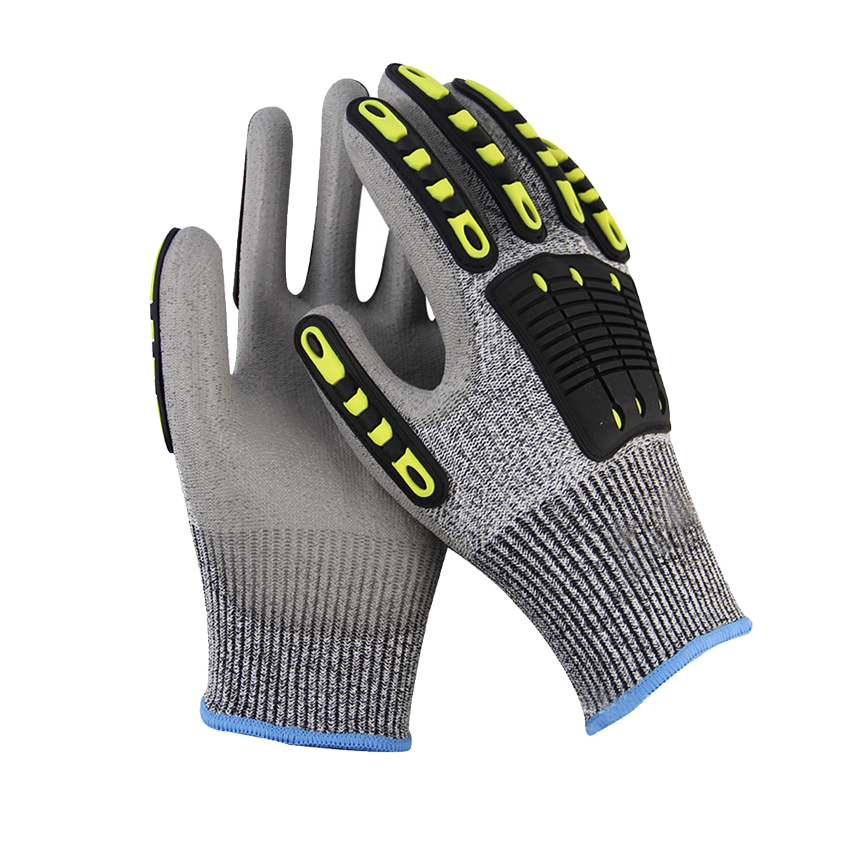 ការជីកយករ៉ែកម្រិត 5 កាត់បន្ថយការរំញ័រដែលធន់ទ្រាំនឹងការប៉ះទង្គិច TPR Mechanic Impact Glove Anti Cut Glove