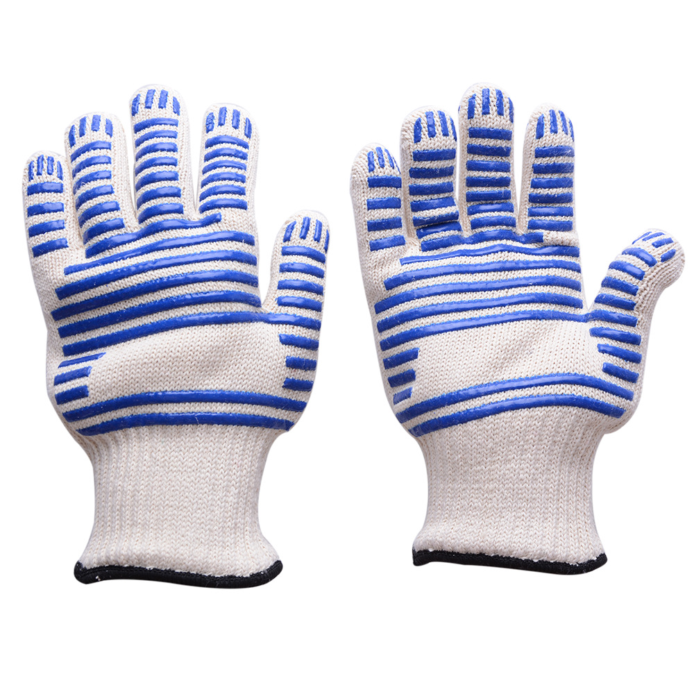 Strickhandschuhe mit blauen Blöcken auf zwei Seiten, PVC-Punkte, gestrickte Baumwoll-Polyester-Handschuhe für allgemeine Zwecke