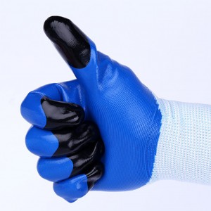 Bezpečnostné pracovné rukavice, záhradnícke rukavice, protišmyková nitrilová vrstva, namáčacie rukavice