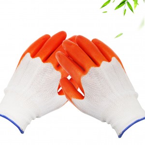 Long Cuff Heavy Duty Cotton Lining Orange Pvc Rubber Fully Coated Work Glove