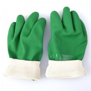 Mataas na De-kalidad na Proteksyon sa Kaligtasan Gumamit ng Cotton Lining Double Dip Sandy Finish Pvc Gloves
