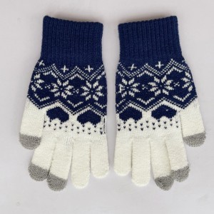 כפפות מסך מגע שלג פרח, סרוג חם חורף חורף מתנות לחג המולד גרביים לנשים