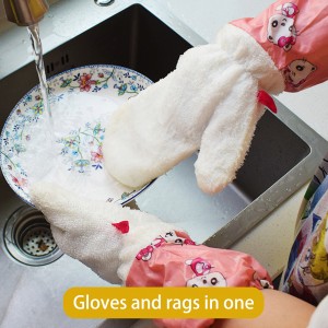Бытовые перчатки для мытья посуды, бамбуковое волокно и бархатные перчатки для мытья посуды, кухонные принадлежности, водонепроницаемая тряпка для уборки