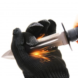 Level 5 Protection Anti-slip Black Stainless Steel Wire Mesh Cut Resistant Gloves