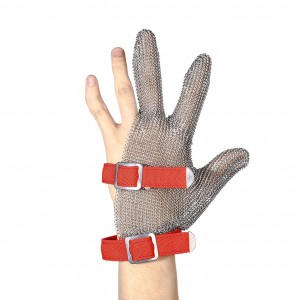 Edelstahl-3-Finger-Handschuhe mit Edelstahlband / Sicherheits-Buther-Handschuhe