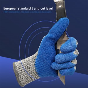 13 Gauge schnittfeste HPPE-Innenfutter Crinkle Latex-Handflächen-Sicherheits-Arbeitshandschuhe