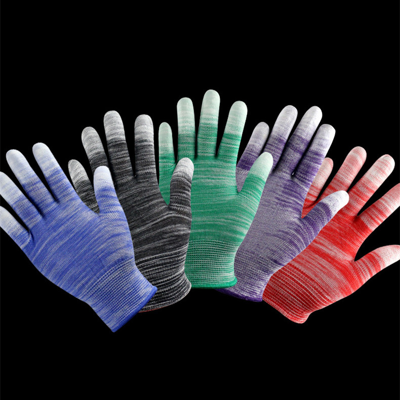 Антистатични ръкавици, подходящи за върха на пръста, въглеродни влакна с PU покритие ESD предпазни ръкавици