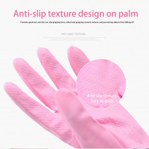 Reusable Kitchen Cleaning Gloves Uban sa Latex Free Non-Slip Swirl Grip Gloves para sa Paghugas sa Pinggan