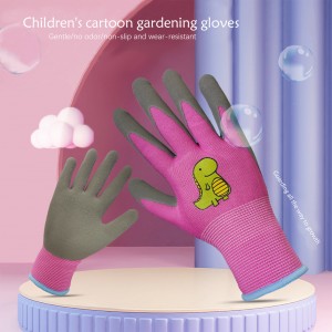 Customized Kids Gardening Glove Polyester Knitted Lateks Busa Dilapisi Anak Sarung Tangan Safety