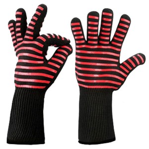 Grilovací rukavice na grilování žáruvzdorné: Ohnivzdorné rukavice na grilování a kouření proti vysokým teplotám
