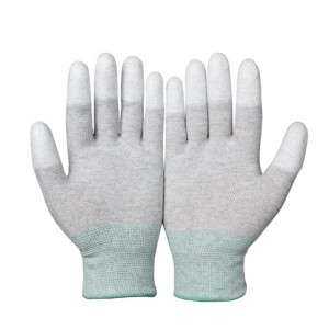 Anti-static Grey PU Coated Polyester Top Fit Gloves Work Safety