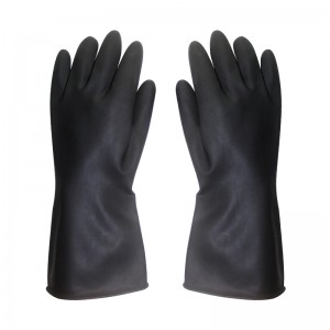 Black Latex Industrial Gloves Industrial Rubber Gloves With Orange Lining safety gloves