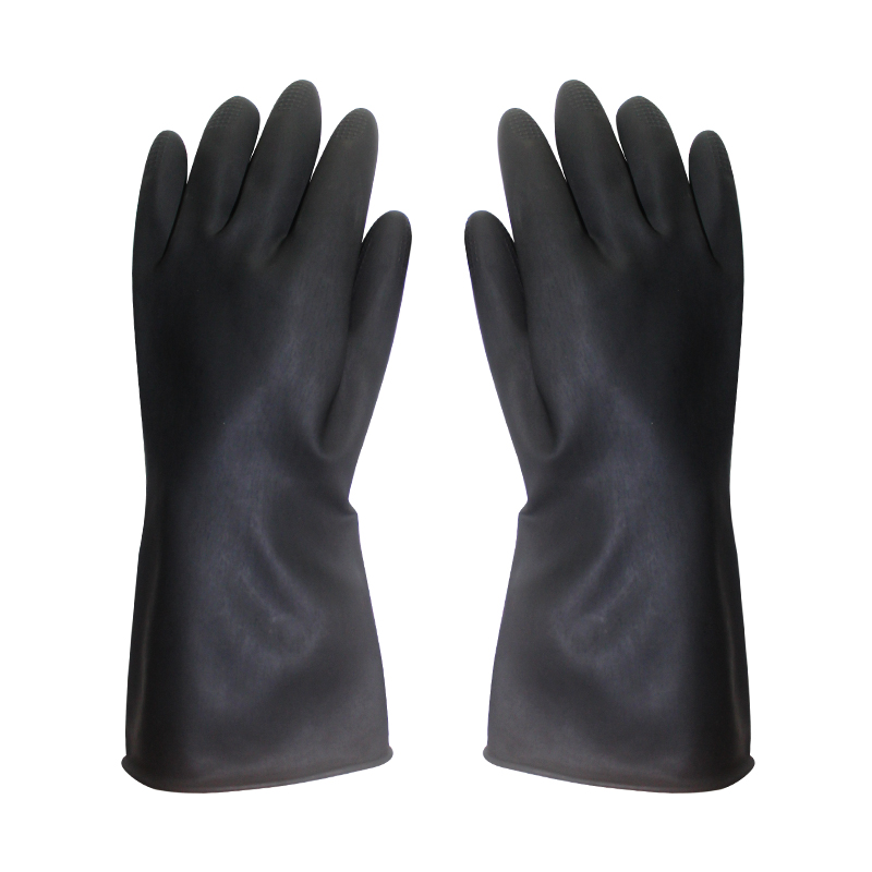 Swart Latex Industriële Handskoene Industriële Rubber Handskoene Met Oranje Voering veiligheidshandskoene