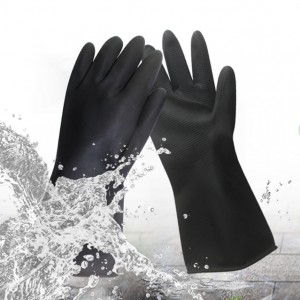 Μαύρα βιομηχανικά γάντια λατέξ Βιομηχανικά γάντια από καουτσούκ με πορτοκαλί επένδυση γάντια ασφαλείας
