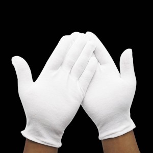 Upacara Bernafas Logo skrin tersuai %100 sarung tangan Kapas organik putih untuk Gelang