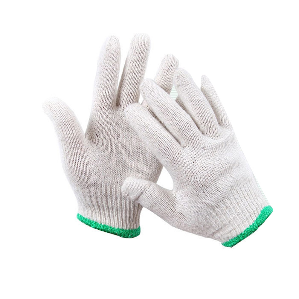 Търговия на едро 100% памучни ръкавици Плетени памучни ръкавици Защитни промишлени работни ръкавици