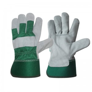 Custom logo designed heavy duty cow split double palm leather safety work hand protect gloves price men