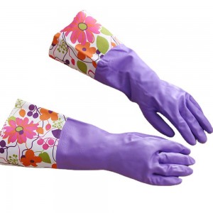 Dobrej jakości rękawiczki lateksowe z długim mankietem Pvc do użytku domowego w kolorze fioletowym