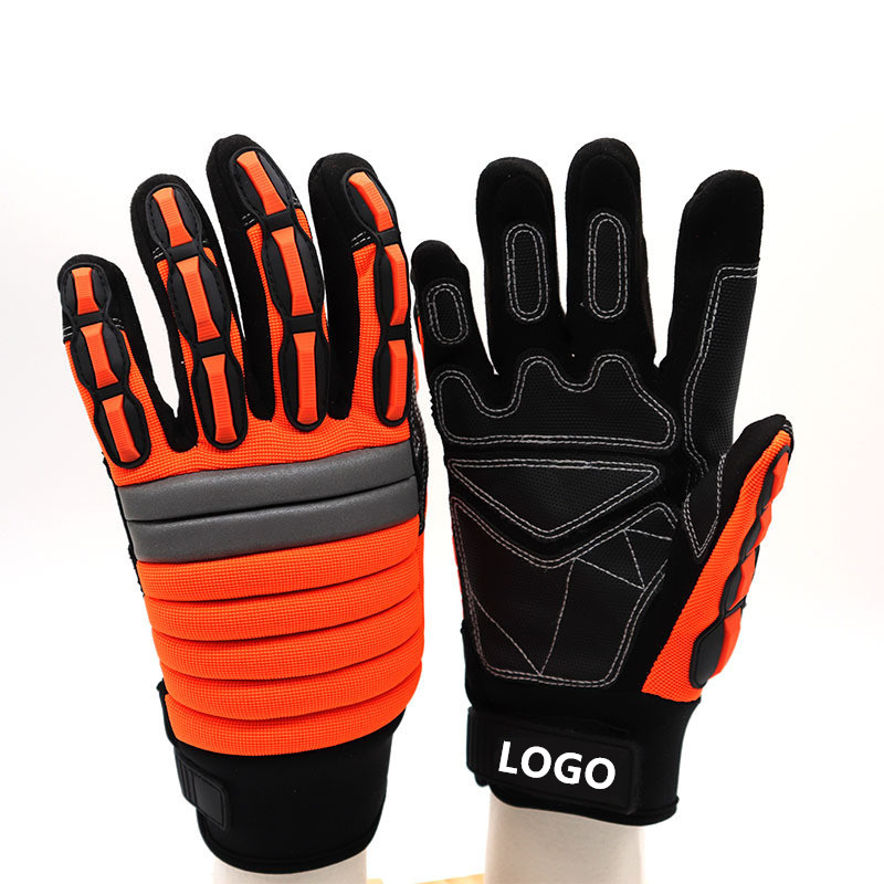 Anti-Vibrations-Handschuhe, SBR-Polsterung, TPR-Protektor-Schlaghandschuhe, Herren-Mechaniker-Arbeitshandschuhe