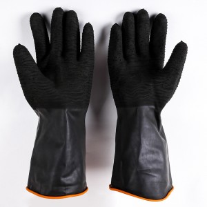 Heavy duty latex industrial rubber work rough palm gloves acid alkali oil proof hand rubber gloves