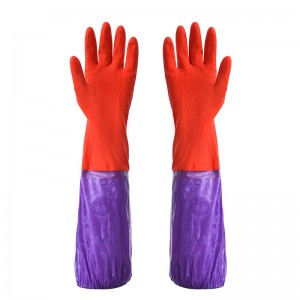 Akční sleva 68cm červené PVC rukavice na ochranu rukou Průmyslové rukavice s extra dlouhým rukávem PVC potažené rukavice