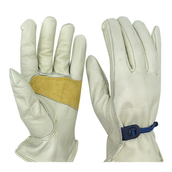 Kožené pracovné rukavice pre motokros z kozej kože v sivej farbe