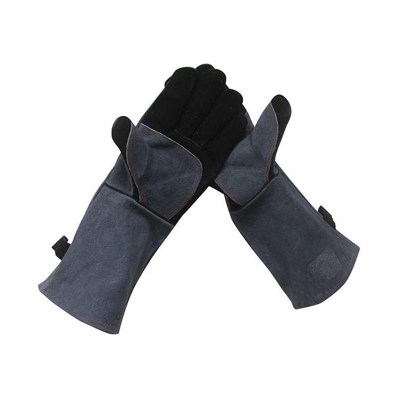 Leather Oven Heat Resistant BBQ Gloves Mataas na Temperatura 800 Degrees Barbecue Grill Mga Leather Gloves Itinatampok na Larawan