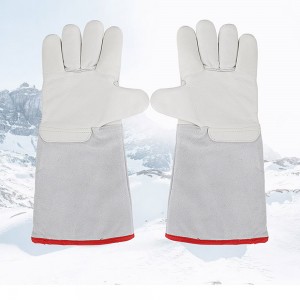 Liquid Nitrogen Low Temperature Resistant Freezer Leather Cryogenic Glove para sa Dry Ice