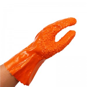 Orange Raised Finish PVC Coated Glove ស្រោមដៃឧស្សាហកម្ម Pvc