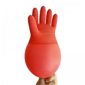 रातो 35cm रासायनिक प्रतिरोधी औद्योगिक रबर पन्जा भारी शुल्क काम गर्ने हात सुरक्षा पन्जा लागि रिंकल पाम संग