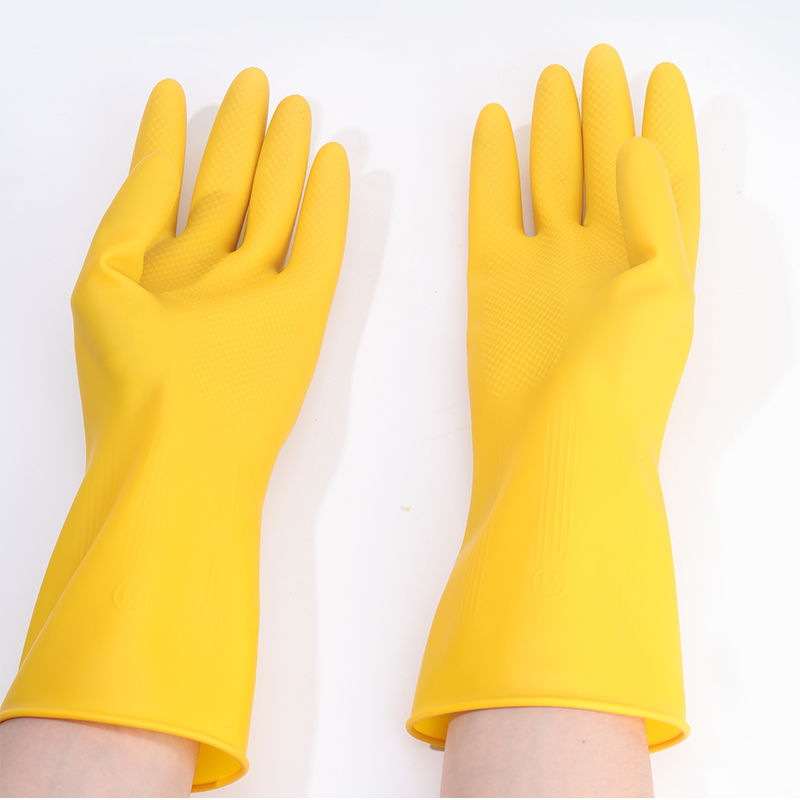 Herbruikbare skoonmaakhandskoene Ekstra dikte rubberhandskoene Latexvrye huishoudelike handskoene vir kombuis