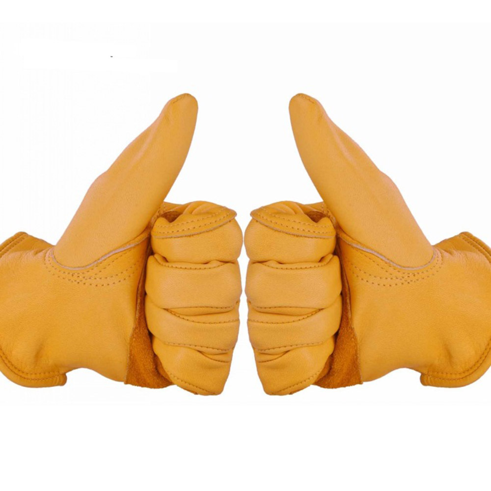 Luvas de pel amarela Luvas protectoras de condutor de grao AB para xardinería de motocicletas
