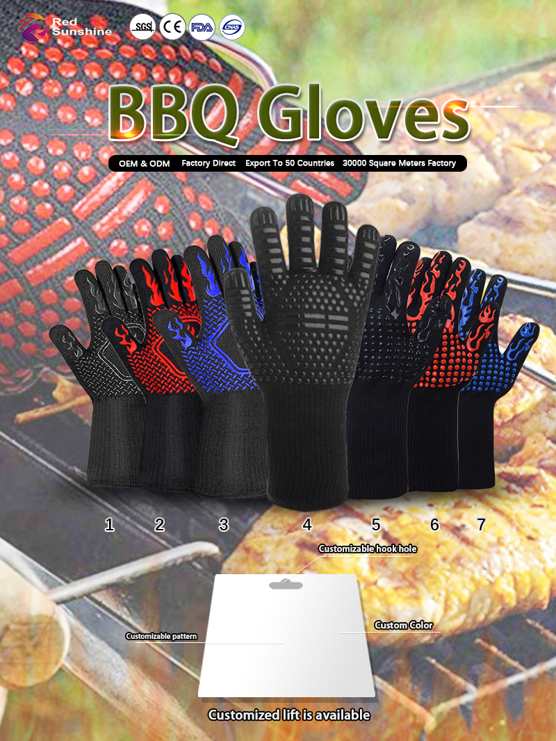 Mostra di guanti per barbecue