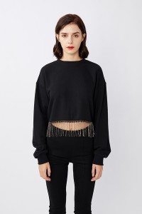 French Terry Hem Tofs Loose Crop Top