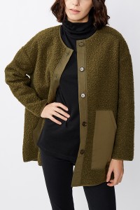 የተጣለ ትከሻ ረጅም Cashmere Faux Fur Over Coat