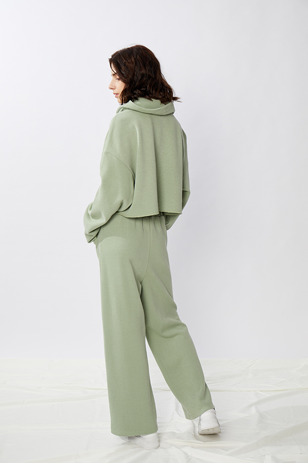 Turtle Neck Loose Hoodie Joggers Celana Set Two Piece